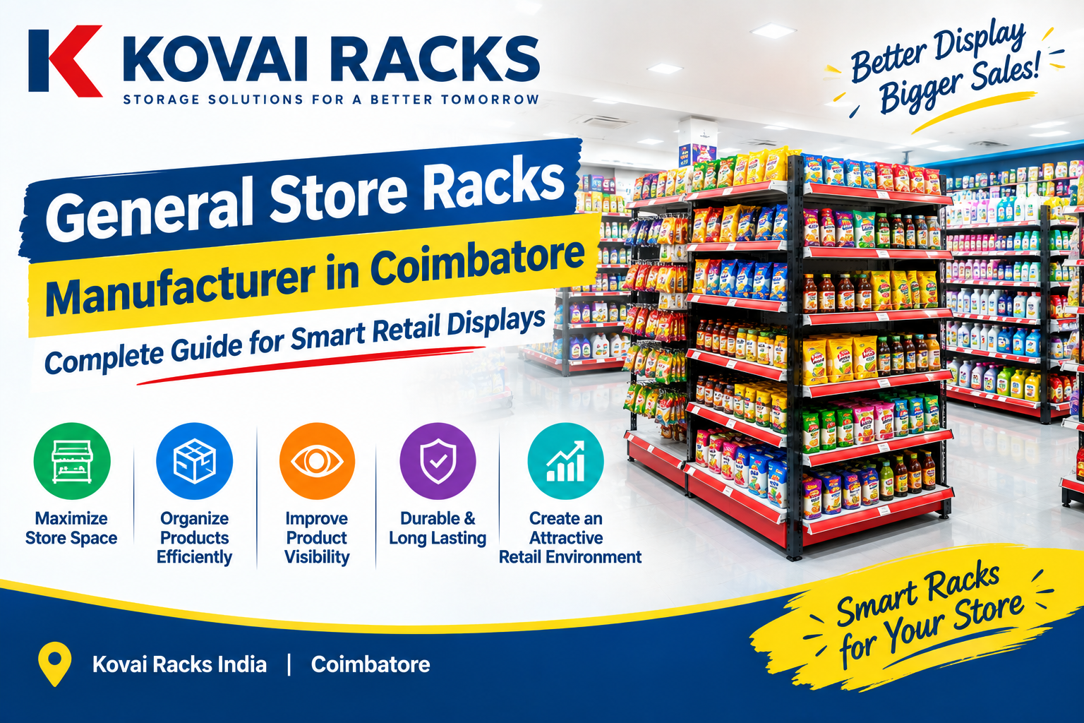 General Store Racks Manufacturer in Coimbatore – Complete Guide for Smart Retail Displays